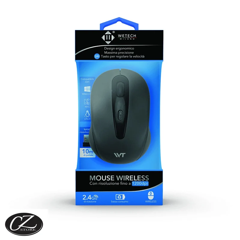 Wetech Mouse ottico wireless con ricevitore usb nero