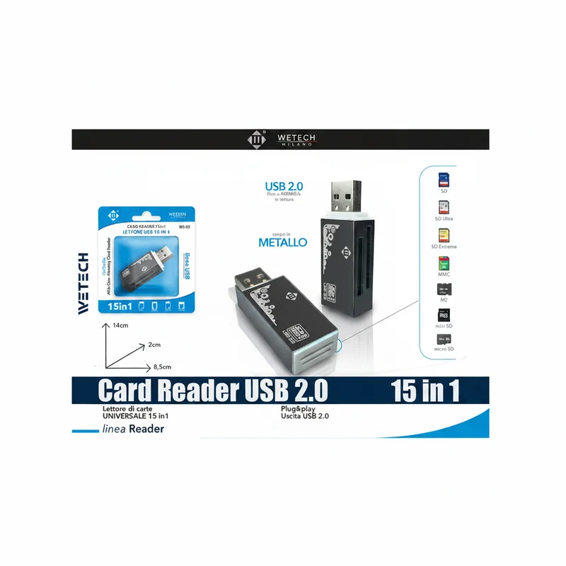 Wetech Lettore Carte Universale 15In1