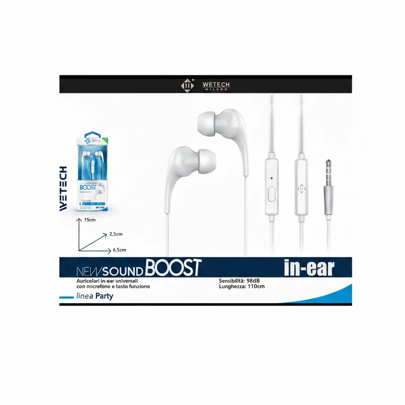 Wetech Auricolari In-Ear Universali Con Microfono