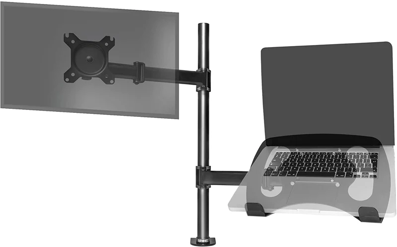 Duronic DM25L1X1 Supporto monitor da scrivania con morsetto e piattaforma per PC portatile  Braccio porta monitor Inclinabile ed orientabile - Compatibile con schermi TV per VESA standard