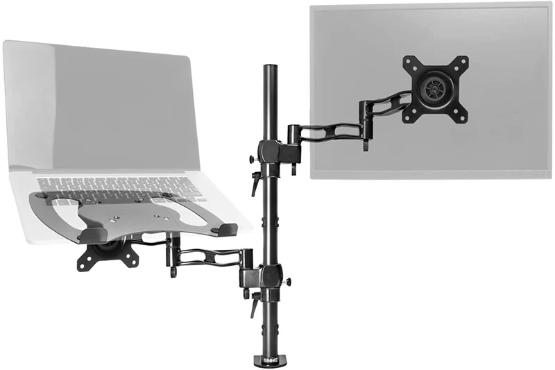 Duronic DM35L1X1 Supporto monitor da scrivania con morsetto e piattaforma per PC portatile  Braccio porta monitor Inclinabile ed orientabile - Compatibile con schermi TV per VESA standard