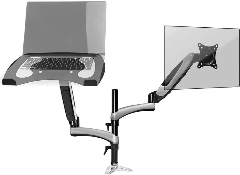 Duronic DM65L1X1 Supporto monitor da scrivania con morsetto e piattaforma per PC portatile  Braccio porta monitor Regolazione omnidirezionale - Compatibile con schermi TV per VESA standard