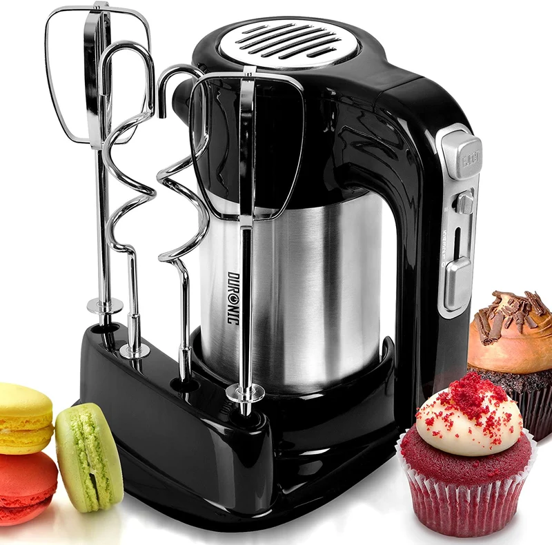 Duronic HM3 Sbattitore elettrico 300 W | Frusta elettrica con base per accessori | 5 velocità e funzione turbo | 2 fruste e 2 ganci in acciaio INOX | Leggero e confortevole | Per Dolci Biscotti Creme