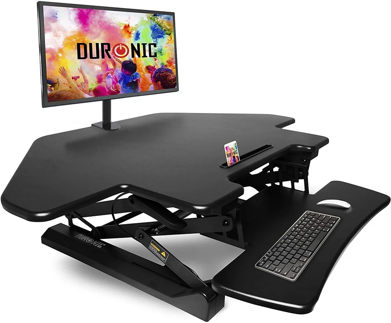 Duronic DM05D5 BK Postazione da lavoro per computer con ampia piattaforma 100 cm scrivania ufficio per pc monitor tastiera  altezza regolabile da 15 a 50 cm  compatibile con supporti monitor