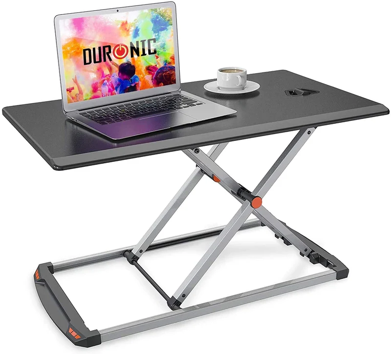 Duronic DM05D11 BK Postazione Lavoro  Altezza regolabile 5-40cm - Ampia Piattaforma 74-43cm - Portata 8kg  Scrivania ergonomica per Lavorare in Piedi con Supporto per Tastiera