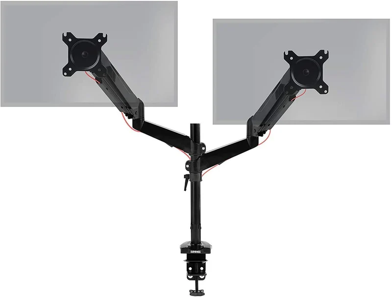 Duronic DMG52 Supporto da scrivania per 2 monitor 15  27 staffa schermo con due braccia regolazione a gas morsetto tavolo VESA MAX 100 x 100mm acciaio INOX portata 8kg