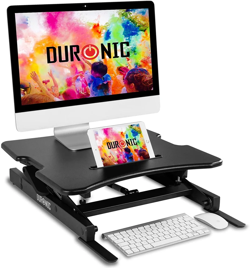 Duronic DM05D18 BK Postazione da lavoro per computer con ampia piattaforma 55 cm scrivania ufficio per pc monitor tastiera  altezza regolabile da 15 a 42 cm