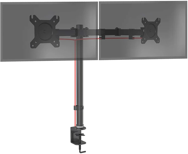 Duronic DM152 BK Supporto scrivania per 2 monitor 13-27 | 8 kg per braccio | Altezza regolabile | Inclinazione -15°/+15°, rotazione 180°, rotazione 360°| VESA 75/100