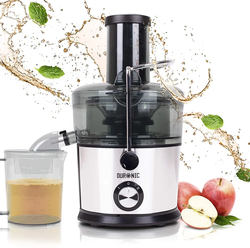 Duronic JE7C Centrifuga per frutta e verdura 800 W  Largo tubo di inserimento 85 mm per frutta intera - 2 velocità - contenitore polpa e caraffa per succhi  Per gustosi succhi di frutta o verdura