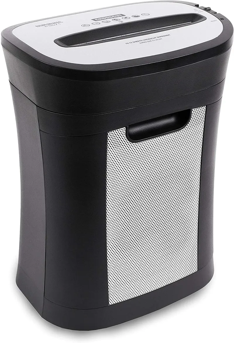 Duronic PS571 Distruggidocumenti 12 fogli A4 - Capacità 19 L - Funzione distruggi carte di credito  Taglio incrociato  Ideale per casa e ufficio