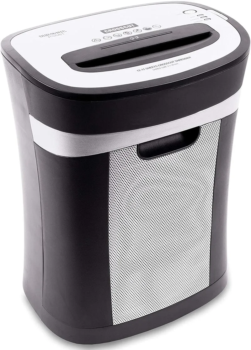 Duronic PS581 Distruggidocumenti 15 fogli A4 - Capacità 22 L - Funzione distruggi carte di credito e CD  Taglio incrociato  Ideale per casa e ufficio