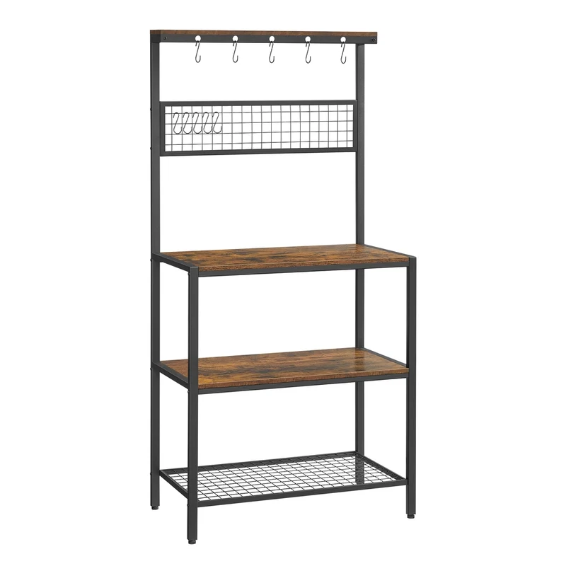 Scaffale da Cucina con Griglia e Ganci