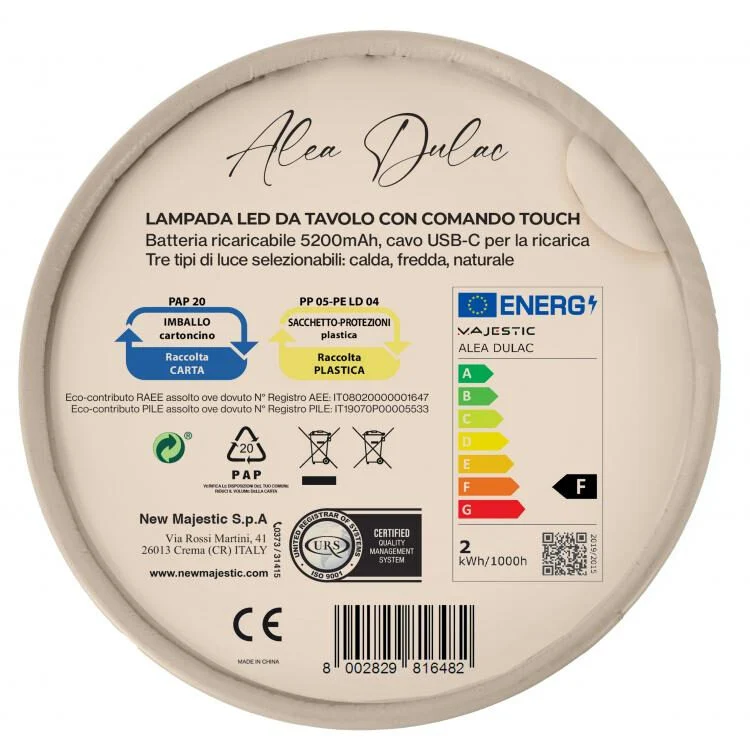 New Majestic 120454 FG lampada da tavolo LED A Multicolore