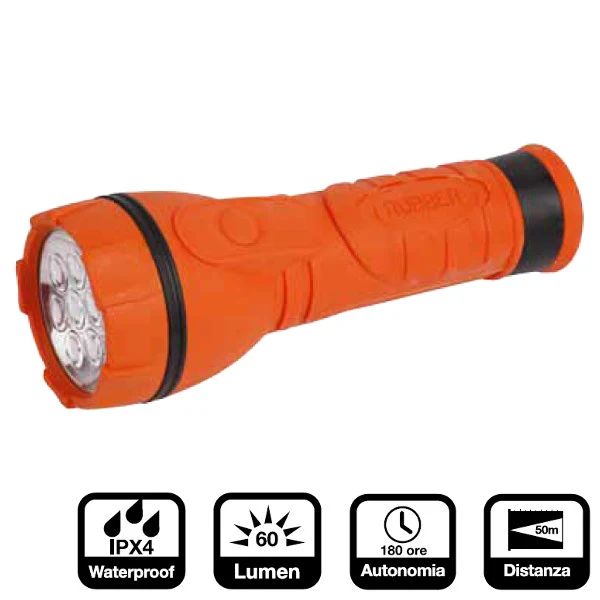 Torcia a Led Rubber Led 7 in Gomma Antiurto