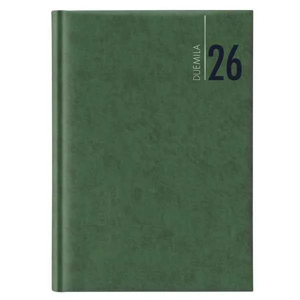 Agenda settimanale 2027 - copertina in carta imbottita - 17 x 24 cm - verde
