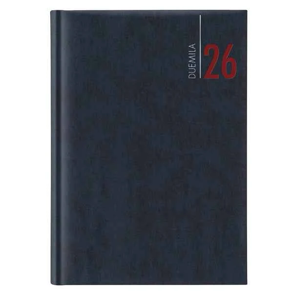 Agenda giornaliera 2027 - copertina in carta imbottita - 17 x 24 cm - blu