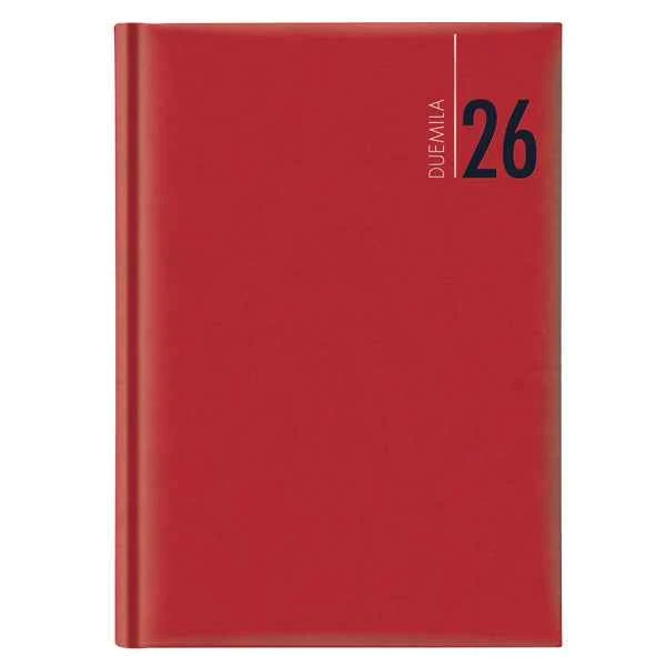 Agenda giornaliera 2027 - copertina in carta imbottita - 17 x 24 cm - rosso