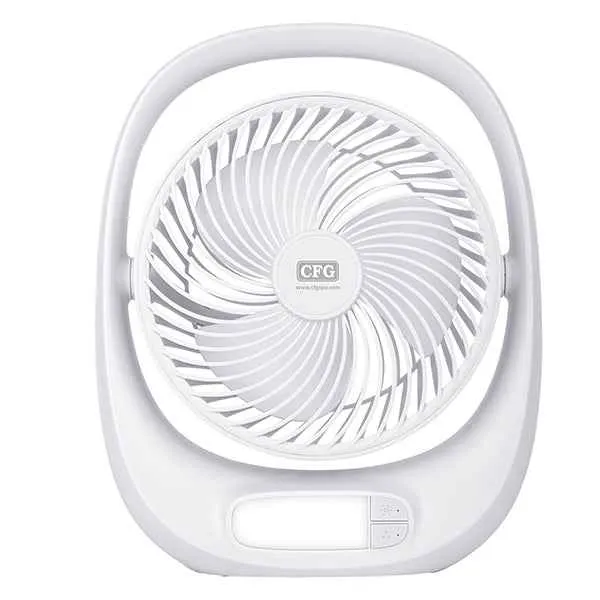 Ventilatore da tavolo Kimono - ricaricabile - con luce LED - 24,8 x 8 x 30,5 cm - bianco - CFG