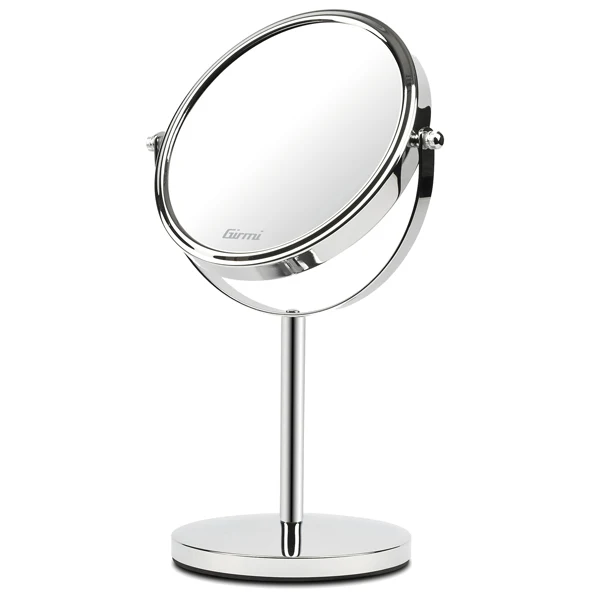 Specchio per trucco - con ingrandimento x3 - diametro specchio 15,5 cm - altezza 32 cm - grigio - Girmi