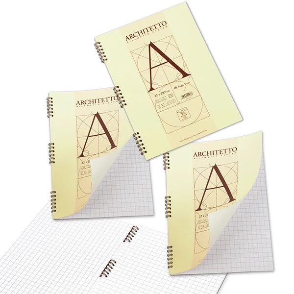 Blocco Architetto - spiralato - 220 x 297mm - 100 gr - 40 fogli - 10mm - Pigna