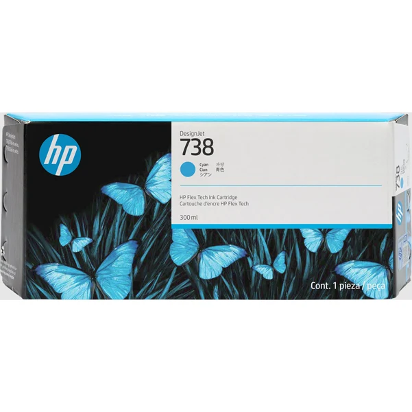 Hp - Cartuccia DesignJet Ink 738 - Ciano - 676M6A - 300ml