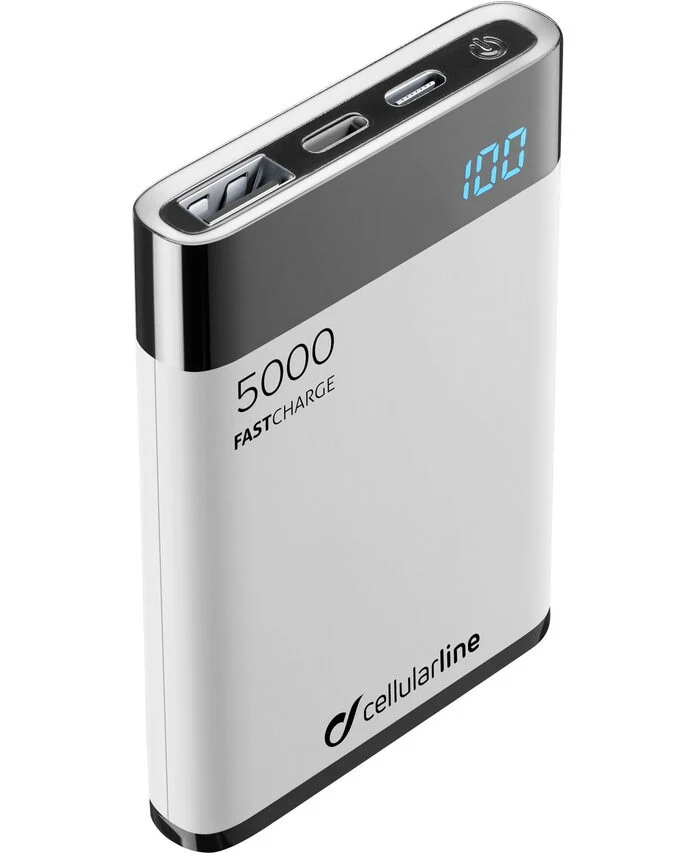 Cellularline FreePower Manta HD 5000i - Lightning Caricabatterie portatile ultrapiccolo con celle ad alta densità Bianco