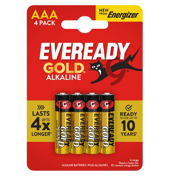 Pila ministilo AAA - 1,5V - Eveready Gold - alcalina - Energizer - blister 4 pezzi