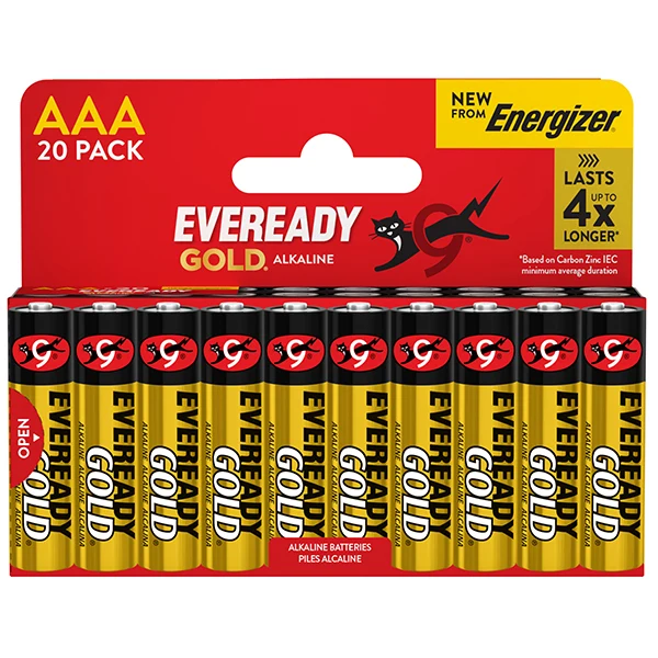 Pila ministilo AAA - 1,5V - Eveready Gold - alcalina - Energizer - blister 20 pezzi