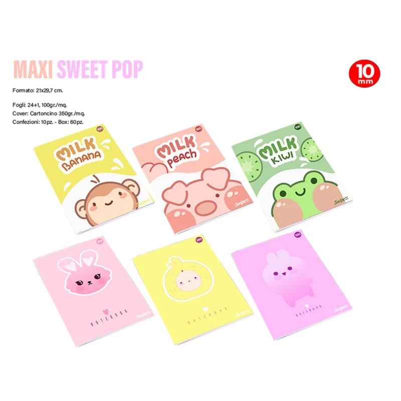 Quaderno A4 Sweet Pop Pacco 10 PZ Assortiti Rigatura 10 mm