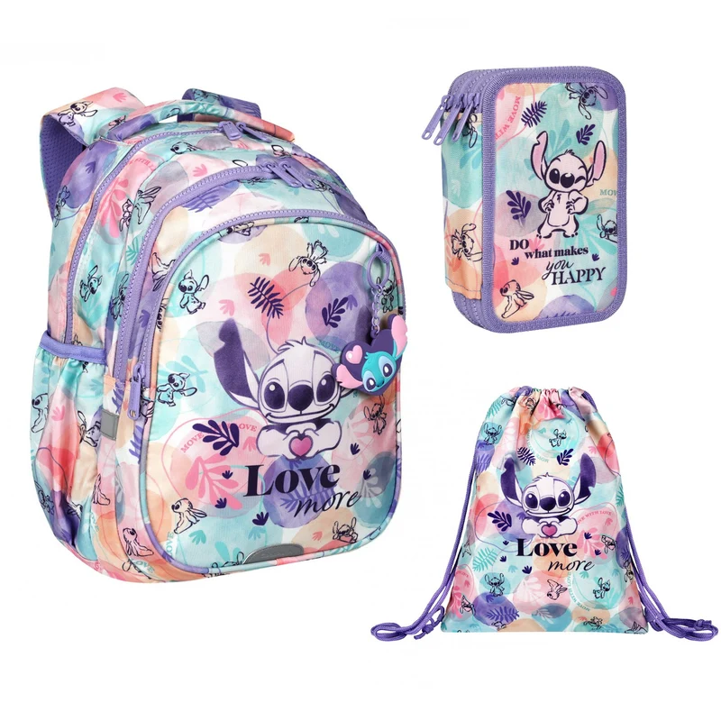 Set scolastico Stitch Coolpack, zaino a 2 scomparti Jerry (15"), astuccio Jumper 3 e borsa sportiva per scarpe