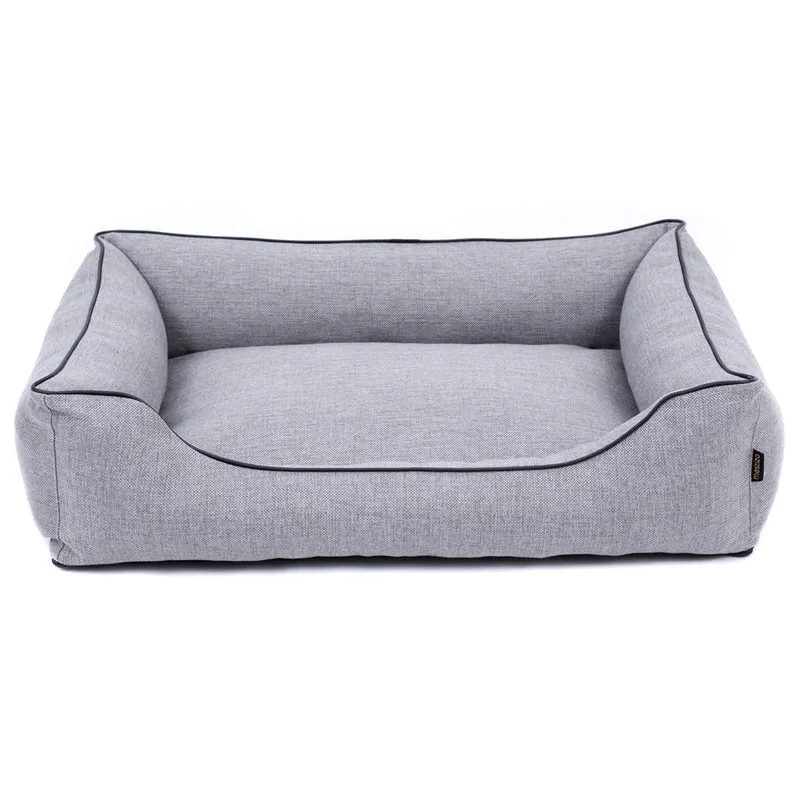 Mestizo Mallorca Comfort Pet Bed Cestino per cani Divano per cani in tessuto resistente (Dimensioni esterne: 80x60cm / Dimensioni interne: 56x40cm, Grigio chiaro/Nero)