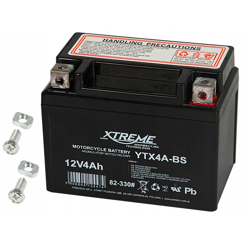 Batteria al gel per moto Xtreme a manutenzione zero, 12 V, 4 Ah, destra, 82-330#