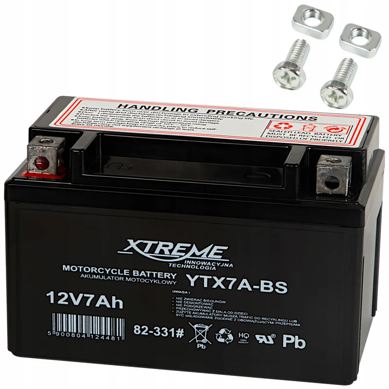 Batteria al gel per moto Xtreme a manutenzione zero, 12 V, 7 Ah, sinistra, 82-331