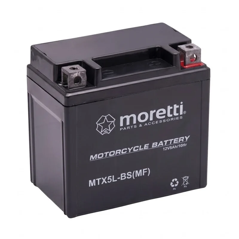 Batteria Moretti, 12 V, 5 Ah, AGM (gel), corrente di avviamento 70 A, AKUYTX5L-BSXMOR000