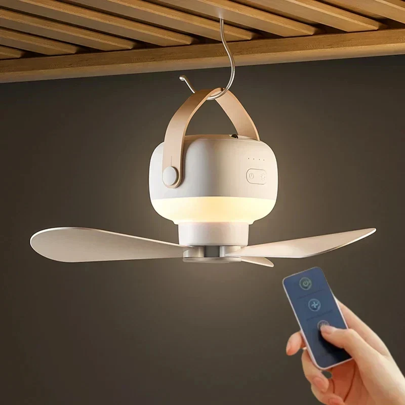 Draagbare mini ventilator met LED-licht en afstandsbediening – Stil en krachtig