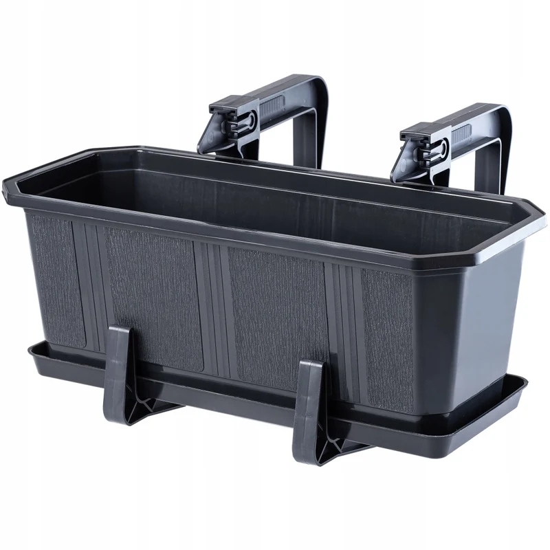 Vaso da fiori per balcone KADAX da 40 cm con supporto e manici.