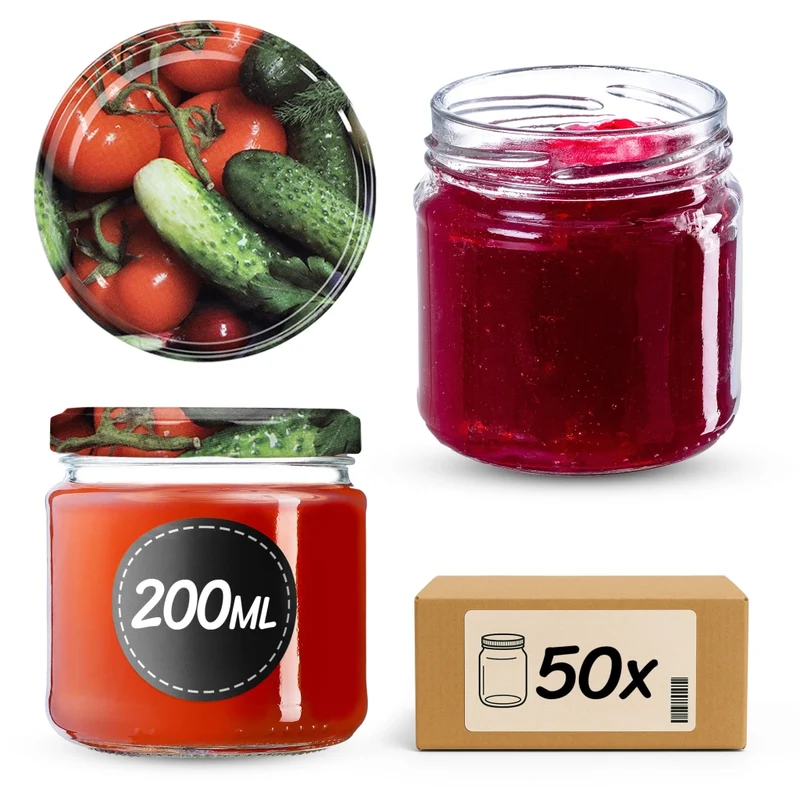 Barattoli per conserve KADAX Lerma 200 ml 50 pezzi 66 mm + coperchi "Verdure"