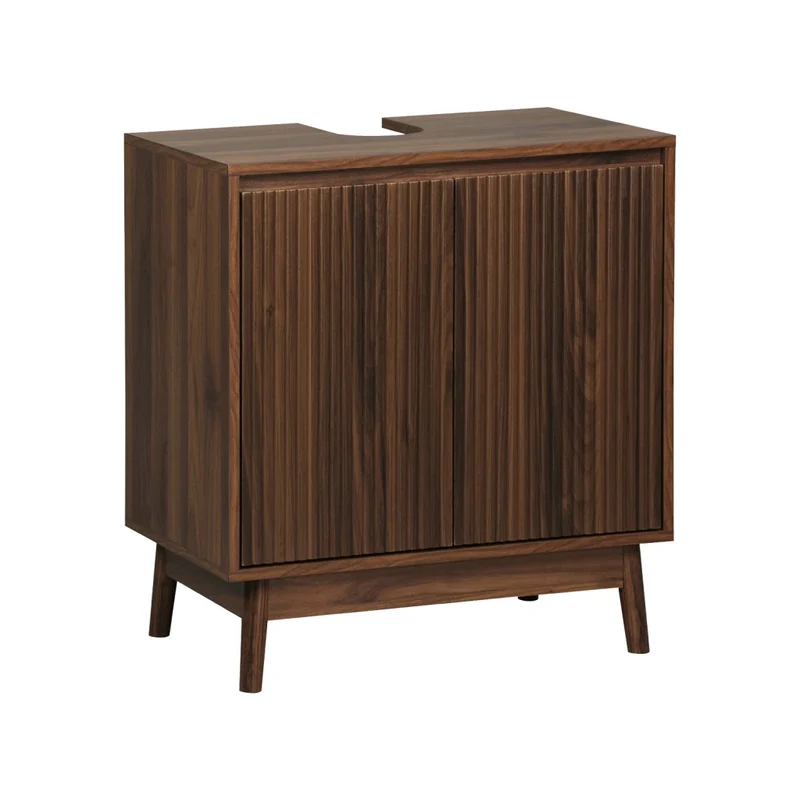 Mobile sottolavabo scandinavo a 2 ante effetto legno, noce