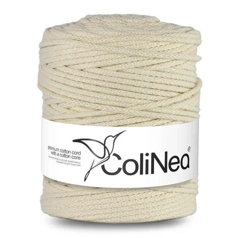 ColiNea, cordoncino in cotone con anima in cotone, intrecciato, 5mm, 200m, avorio