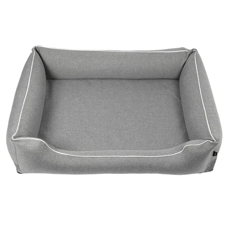Letto per cani Mestizo, 100x75 cm, grigio chiaro con bordi bianchi, SMTF-GRA-W-3