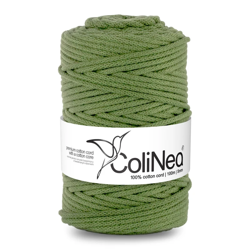 ColiNea, cordoncino in cotone con anima in cotone, intrecciato, 5mm, 100m, pistacchio