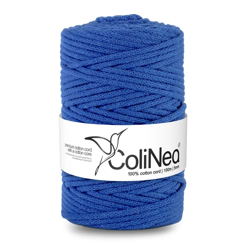 ColiNea, cordoncino in cotone con anima in cotone, intrecciato, 5mm, 100m, blu scuro