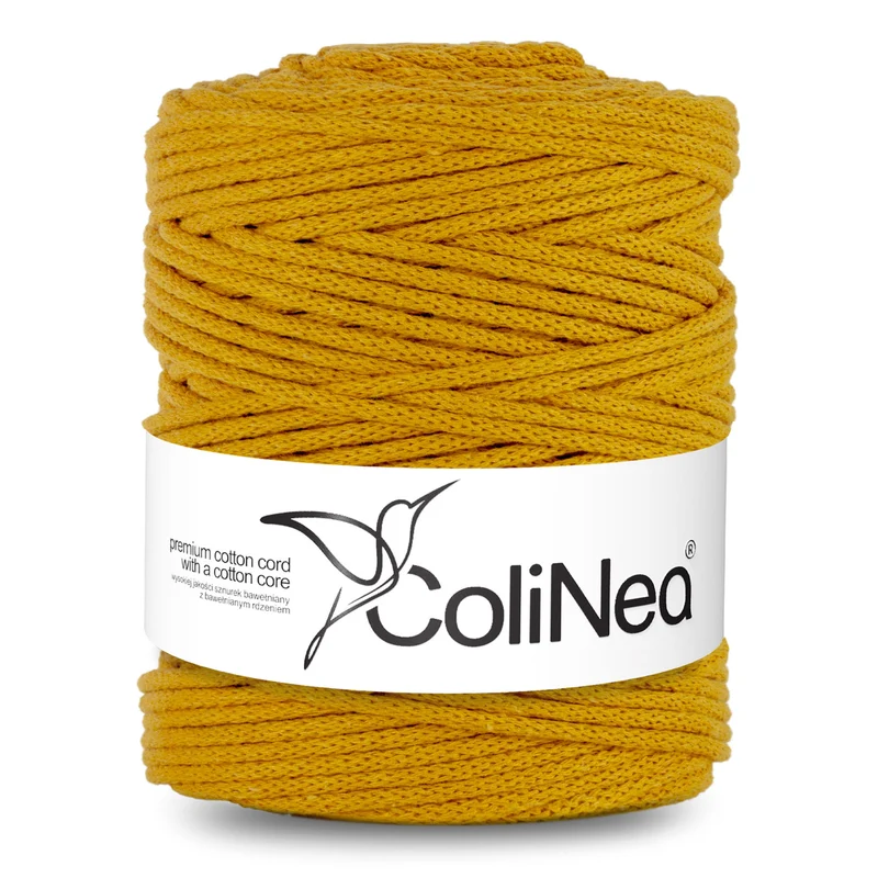 ColiNea, cordoncino in cotone con anima in cotone, intrecciato, 5 mm, 200 m, senape