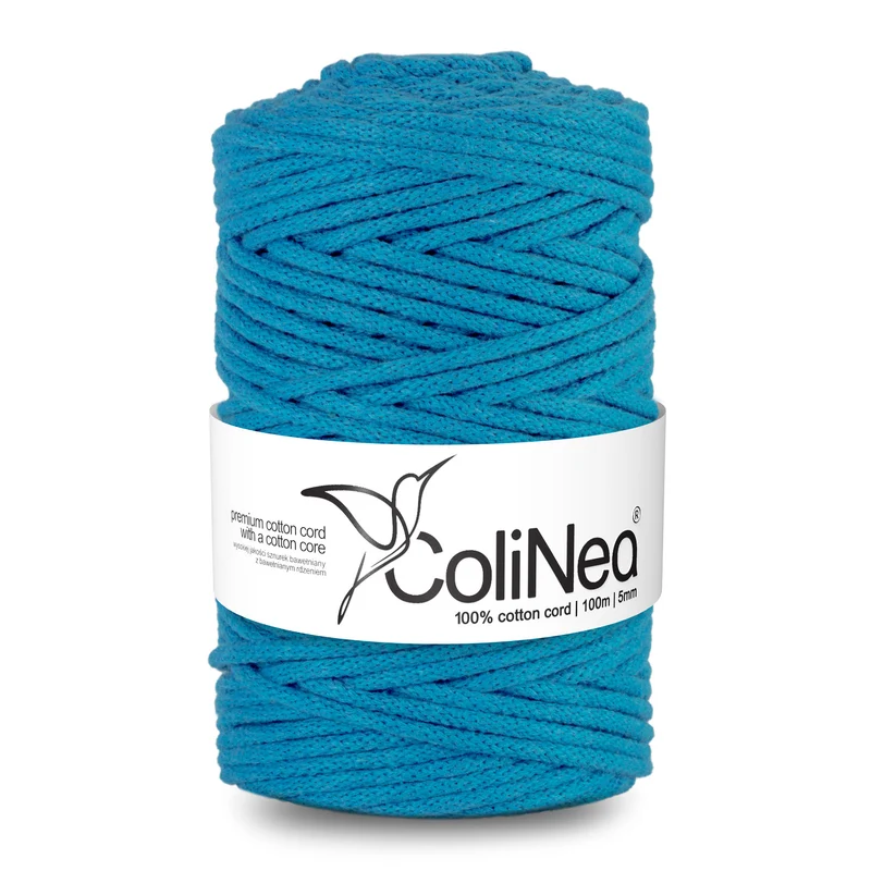 ColiNea, cordino in cotone con anima in cotone, intrecciato, 5mm, 100m, blu