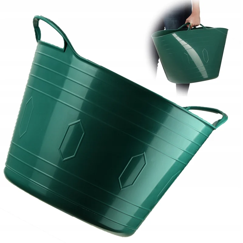 Cesto contenitore flessibile KADAX, secchio robusto per giardino e costruzioni, colore verde, 42 litri.