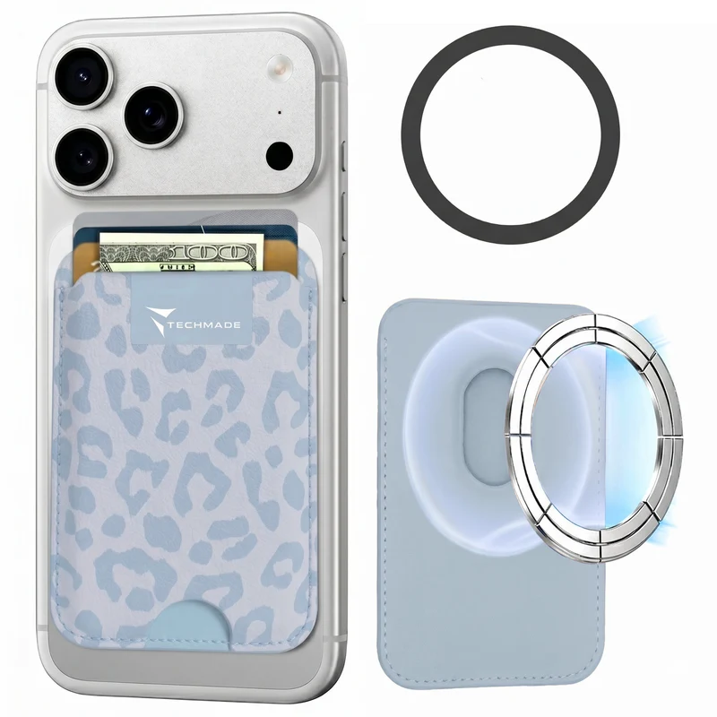 Slim Wallet compatibile MagSafe - Fino a 3 carte, con Anello adattatore (Pattern Animalier)