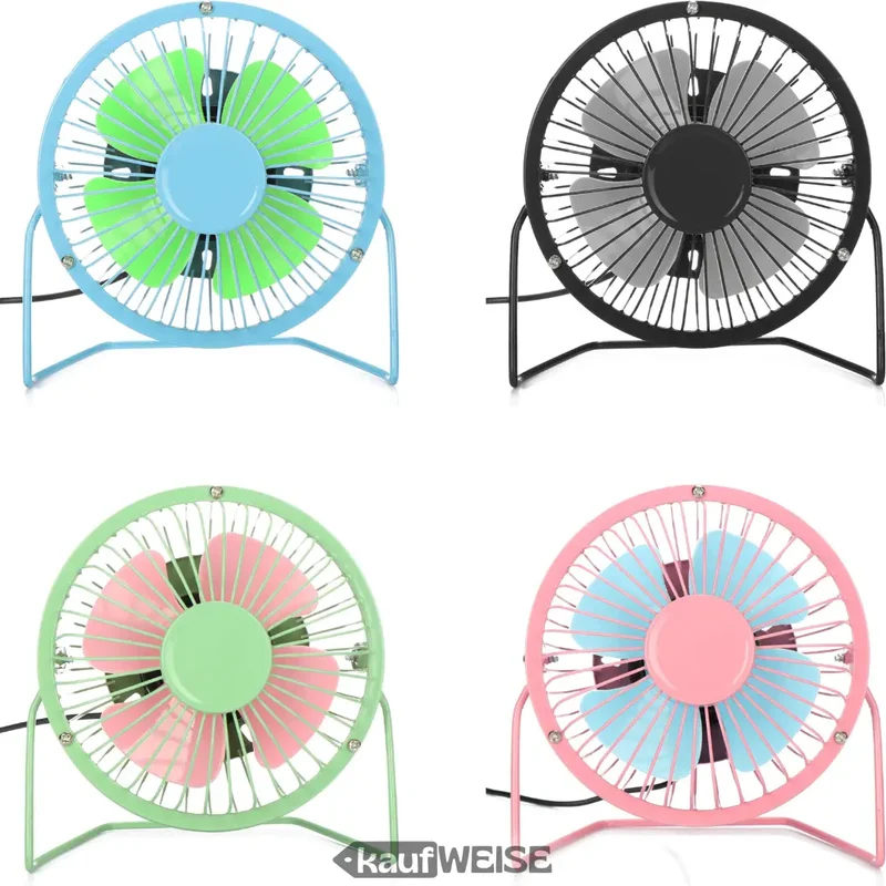 Tedi Mini Ventilatore USB (15 cm) | Ventilatore da tavolo in metallo silenzioso, inclinabile a 360° | Ideale per scrivania e ufficio