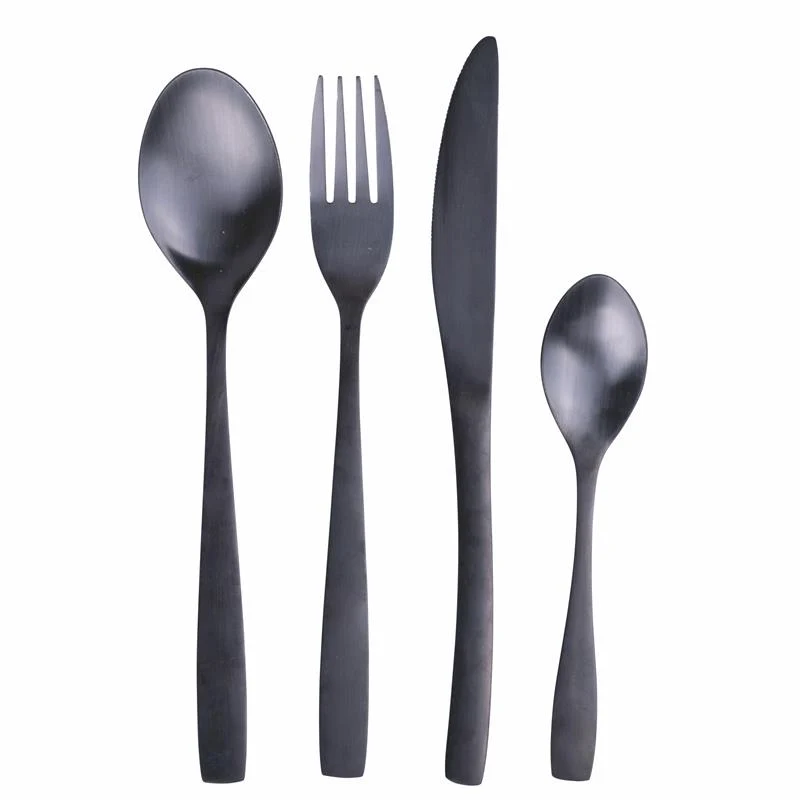 SET 16 POSATE MANHATTAN IN COLORE NERO SATINATO