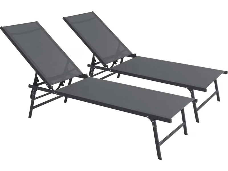 Set di 2 lettini prendisole in metallo "Sublima" - 180 x 54 x 104 cm - Antracite