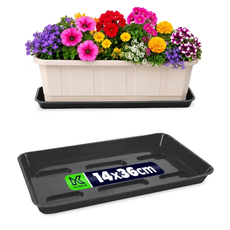 Supporto per vaso da fiori KADAX 40 cm, fioriera da balcone, vassoio in plastica
